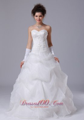 Sweetheart Beading Pick-ups A-line Wedding Gown