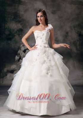 Hand Made Flower Ball Gown Wedding Gown Layer