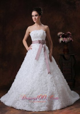 Rolling Flower Sash Wedding Gown A-line Maternity dress