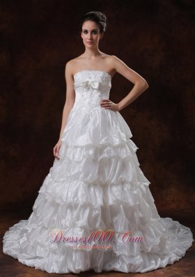 Tiered Skirt White Princess Wedding Dress Organza