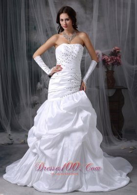 Asymmetric Mermaid Skirt Wedding Dress with Beads
