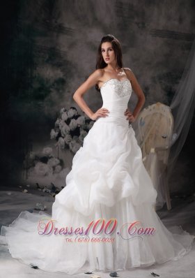 Princess Court Train Wedding Dress with Organza Pick-ups