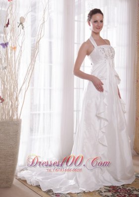 Where to Buy Elegant Halter Wedding Dress Ruffle Brush