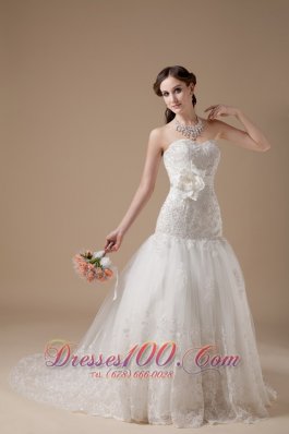 Attractive Beaded Wedding Dress Lace Sweetheart