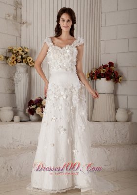 Exquisite Bridal Dress Straps Brush Train Lace Appliques