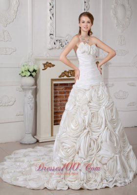 Gorgeous Wedding Dress Fabric With Rolling Flowers