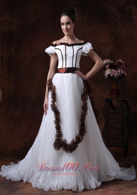 Off Shoulder Wedding Dress A-Line Organza Wedding Dress