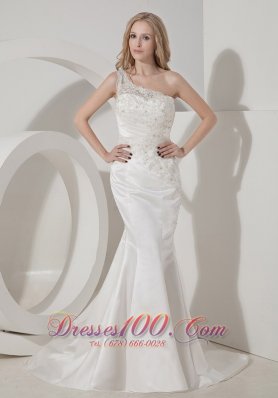 Amazing Mermaid One Shoulder Satin Lace Bridal Dress