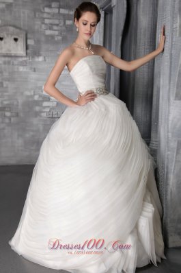Multi-tiered Strapless Organza Ruffles Wedding Dress