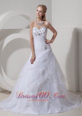 Mod Sweetheart Organza Beading Wedding Dress