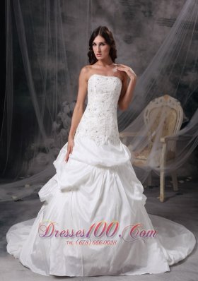 Strapless Wedding Dress Taffeta Appliques On Sale