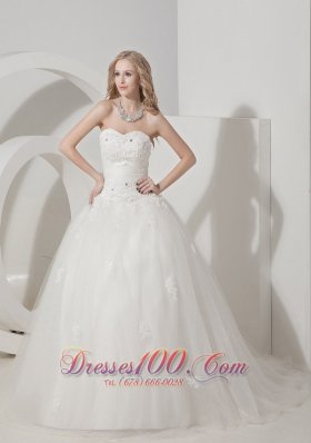 Wedding Dress Sweetheart Tulle Appliques Court Train