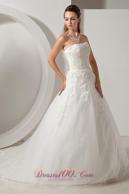 Modest Organza Bridal Dress Appliques 2013