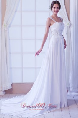 Wanted Empire Straps Chiffon Beading Bridal Dress