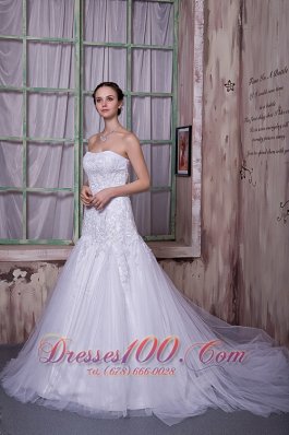 Taffeta And Tulle Court Train Customize Bridal Gown