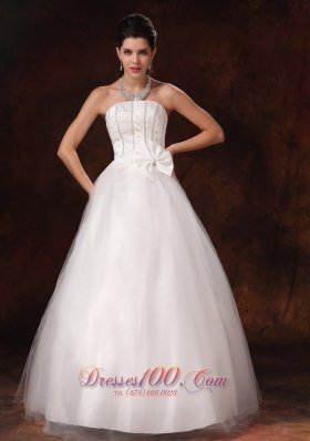 Stylish A-line Floor-length Customize Bowknot Wedding Dress