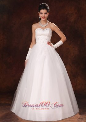 Sweetheart Beaded Tulle Garden Wedding Dress Custom Made