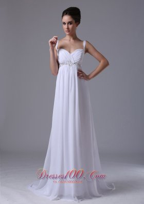 2013 Beaded Waist Empire Straps Chiffon Wedding Dress