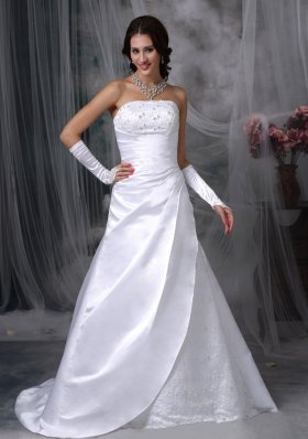 Perfect Satin Embroidery A-line Indoor Bridal Gowns 2012