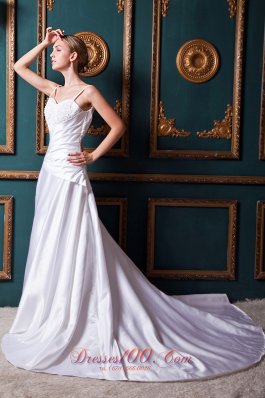 Spring A-line Straps Wrapped Wedding Gowns Chapel Train