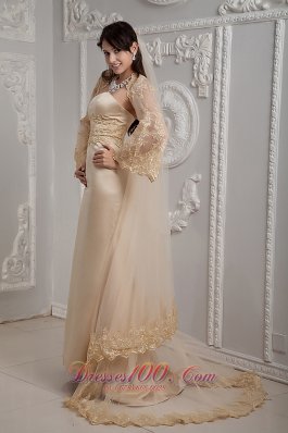 Retro Champagne Lace Dress for Golden Wedding Column Gingle