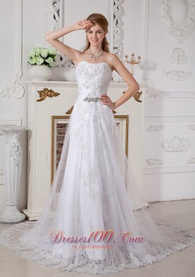 Free Delivery Empire Lace Bridal Dress Cathedral Train