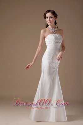 Custom Made Column Bridal Dress Strapless Floor-length