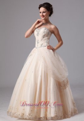 Champagne Layered Lace Wedding Bridal Ball Gowns Appliques