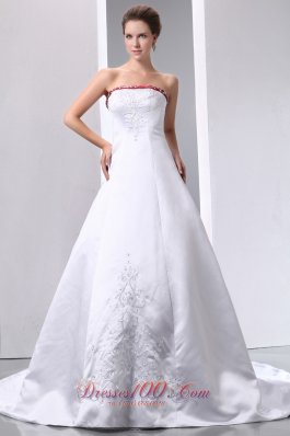 Colored White Wedding Dress A-line Embroidery Gangnam Style