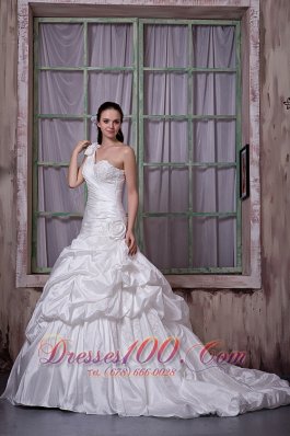 Luxurious One Shoulder Church Wedding Gowns Pick-ups