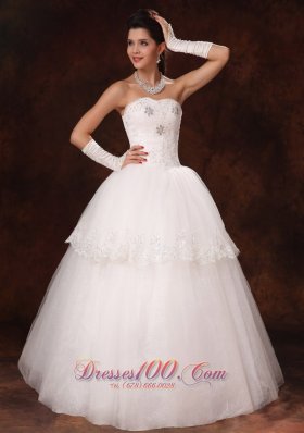 Lace Layer Crystal Sweetheart Church Wedding Dress Custom