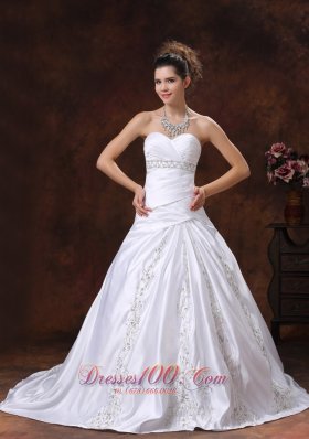 Sweetheart Embroidery Hall Wedding Dress Gilding Empire