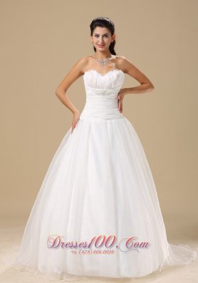 Sweetheart Wrapped Bodice Wedding Bridal Gowns Court