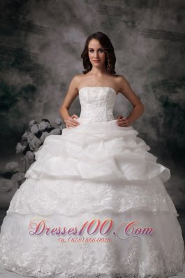 Layer Pick Ups Ball Gown Wedding Dress Floor Length