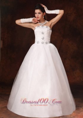 Customize Floor Length Beaded Bridal Gown Wedding Dress