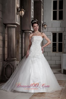 Beading Strapless Ball Gown Court Train Wedding Dress