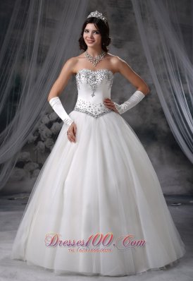 Ball Gown Beaded Wedding Dress With Gloves