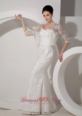 Sweetheart Mermaid Lace Jacket Wedding Dress Sash