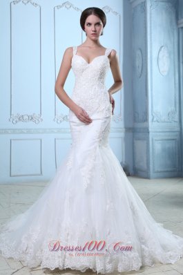 Organza Mermaid Court Train Bridal Wedidng Gown