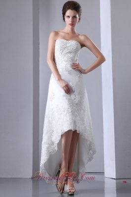 Lace High Low Wedding Dresses For Brides Strapless