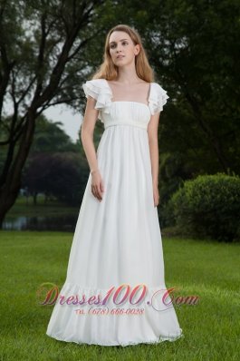 Latest Sassy Square Floor-length Chiffon Wedding Dress