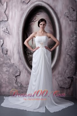 Empire Strapless Appliques Chiffon Bridal Gowns
