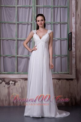 Vintage Empire Wedding Dress Chiffon Appliques