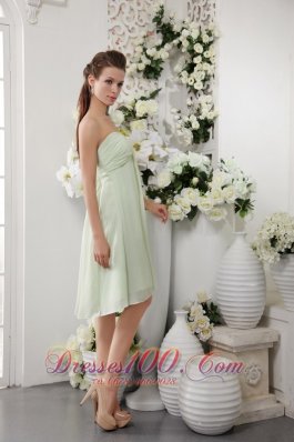 Light Green Empire Asym Bridesmaid Dress Strapless Chiffon