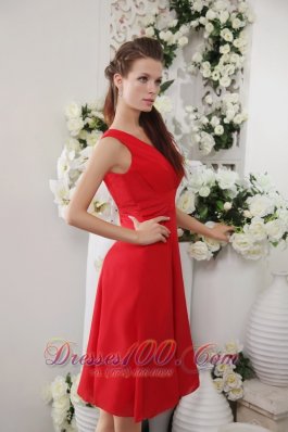 Bright Red Empire V-neck Dress for Junior Bridesmaids