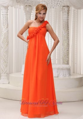 Floral One Shoulder Orange Red Dress for Bridesamids