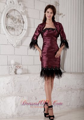 Burgundy Mother-in-law Dresses Rhinestones Knee-length