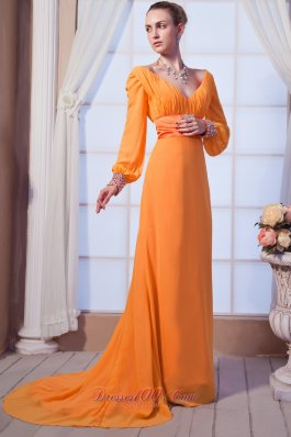 Puffy Sleeves Wide V-neck Mother's Dress for Wedding