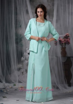 Apple Green Sheath Scoop Beading Mother Dress