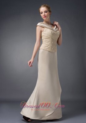 Champagne Mother Of The Bride Dress V-neck Lace